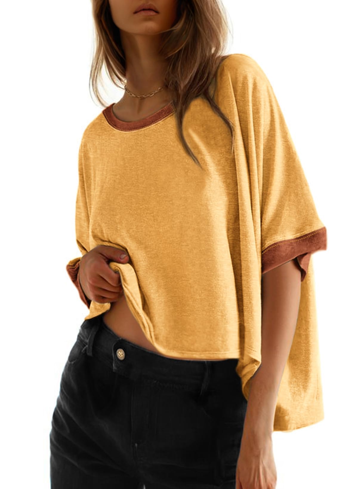 Dokotoo Oversized Tops Summer Shirts 2026 Fall T Shirts for Women Basic Tee