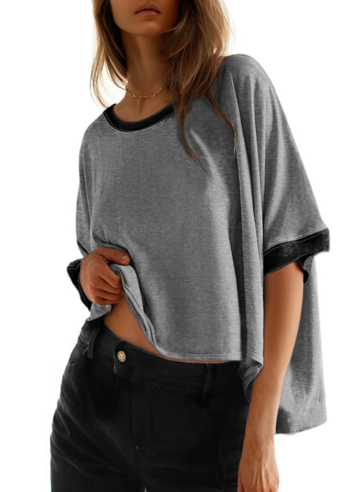 Dokotoo Oversized Tops Summer Shirts 2026 Fall T Shirts for Women Basic Tee