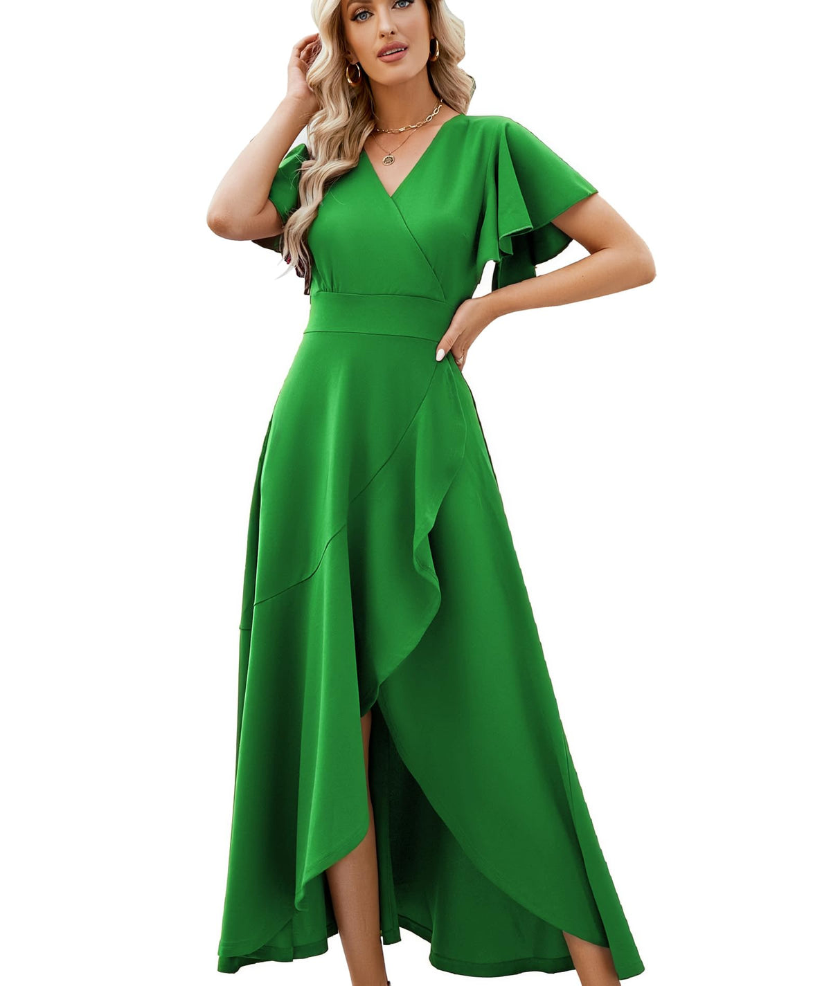 ZZV Formal Dresses for Women Gowns Evening V Neck Wedding Guest Dresses