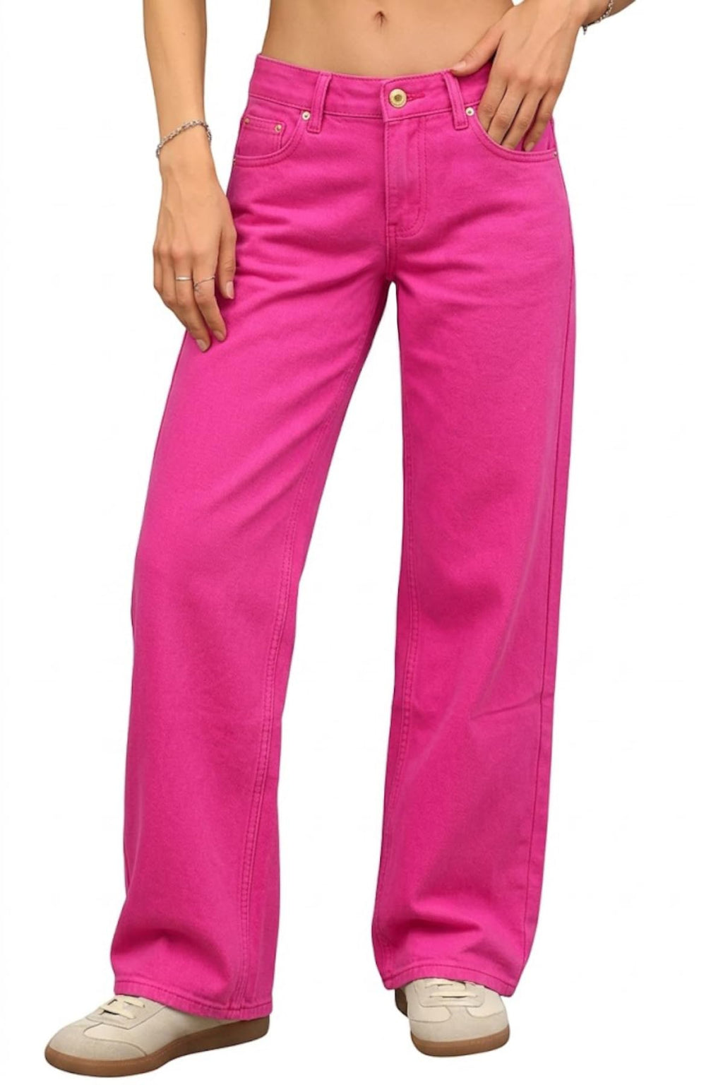 ELLEVEN Low Rise Baggy Jeans for Women, Straight Leg Denim Pants