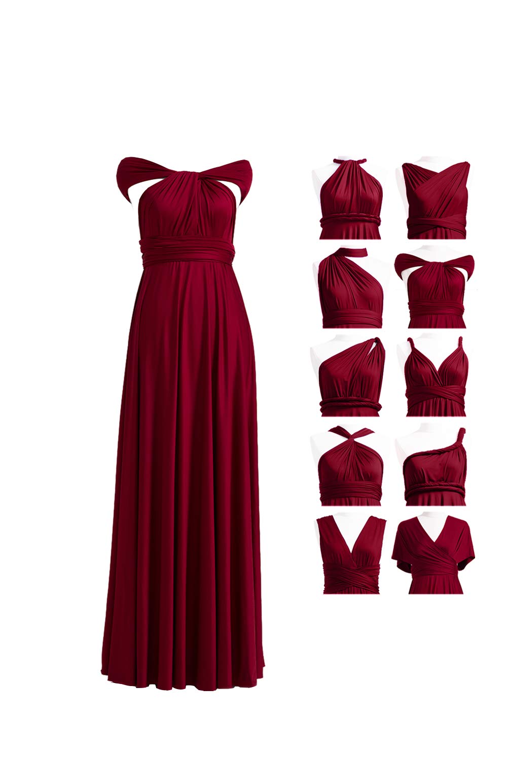 72styles Maxi Infinity Dress for Bridesmaids, Convertible Multi-Way Wrap