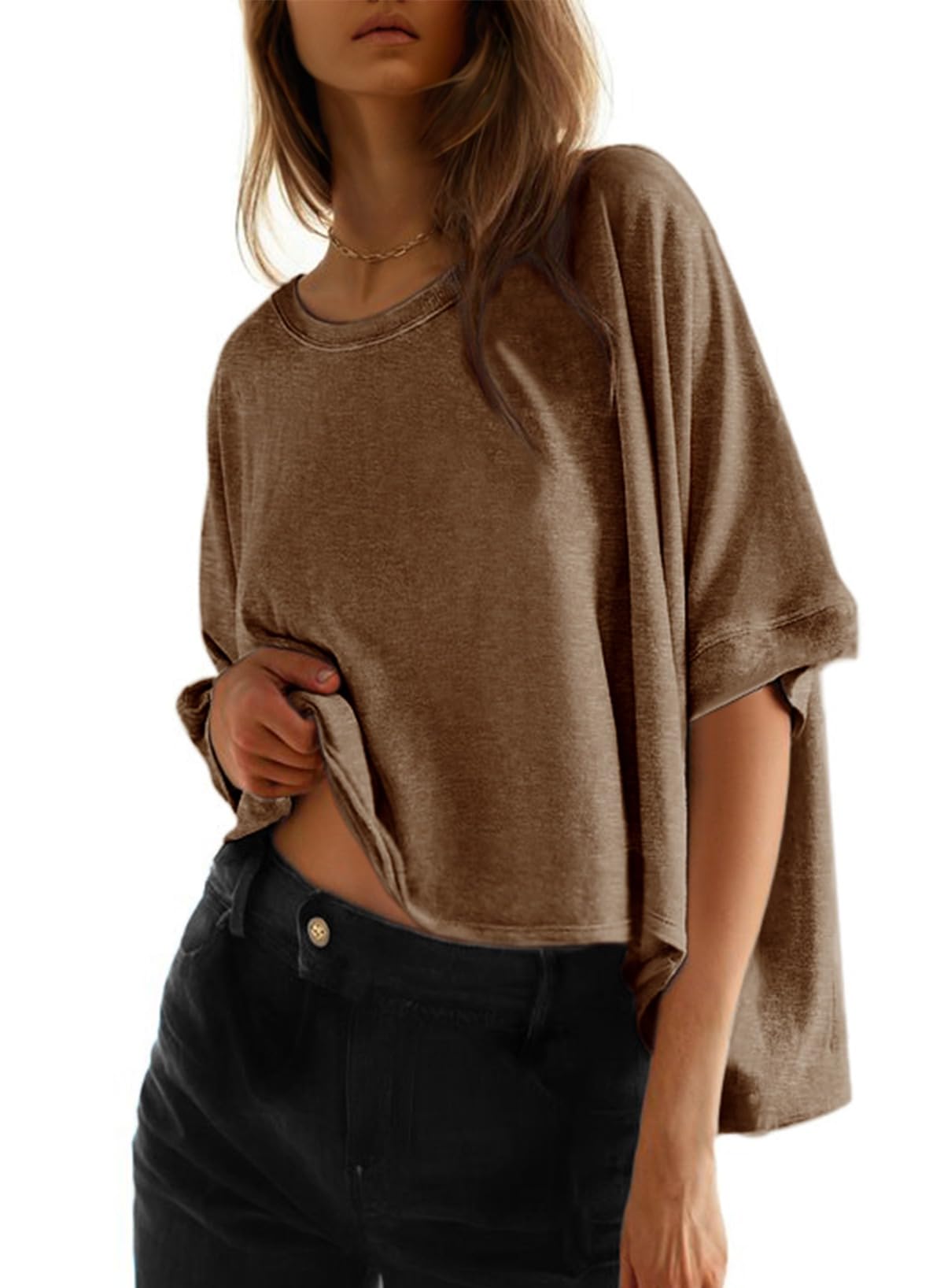 Dokotoo Oversized Tops Summer Shirts 2026 Fall T Shirts for Women Basic Tee