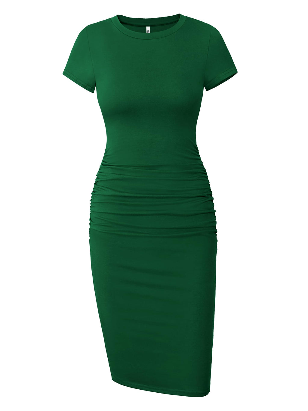 Missufe Women's Short Sleeve Ruched Casual Sundress Midi Bodycon T Shirt Dress