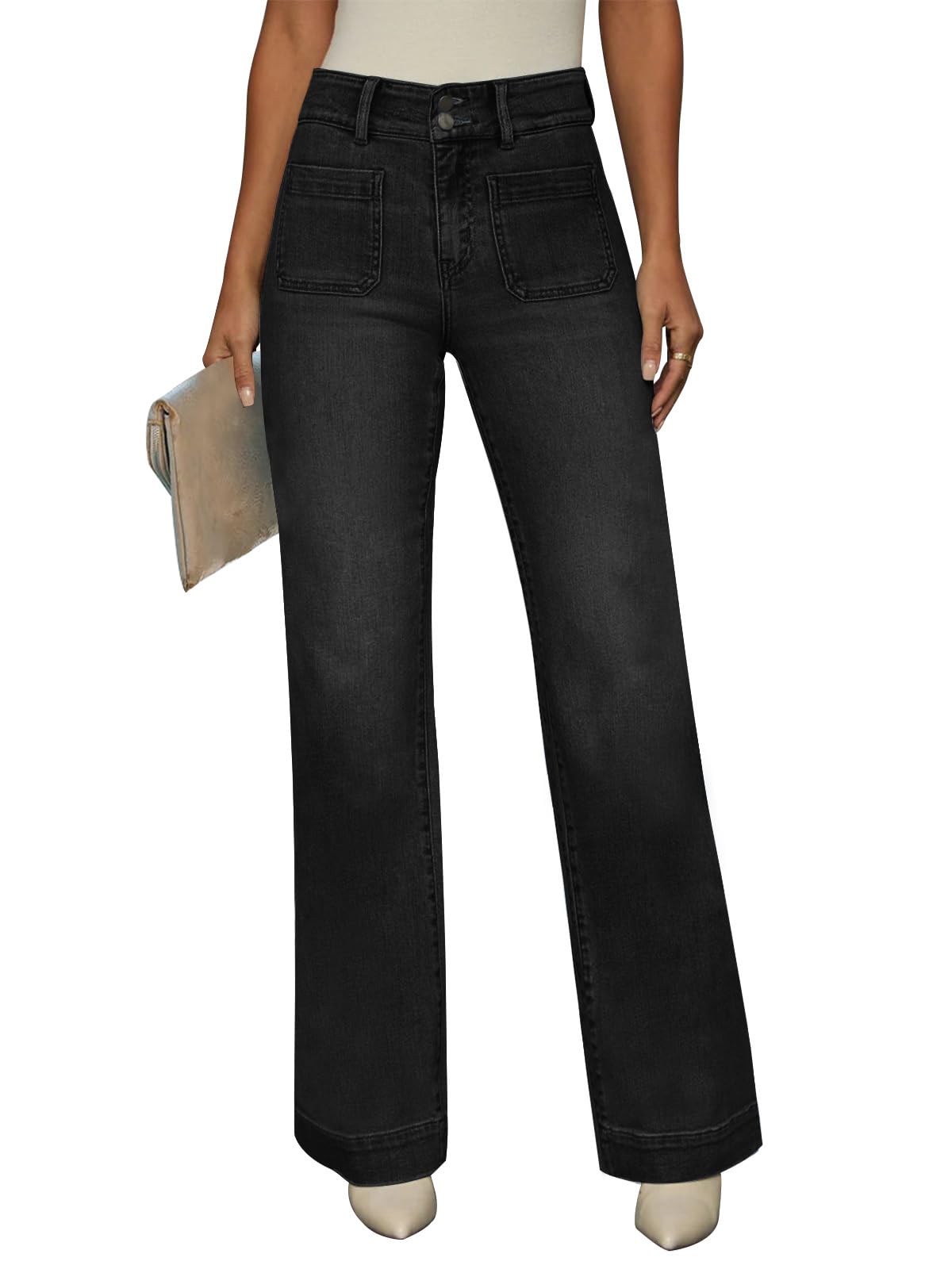 KUNMI Jeans for Women Wide Leg Baggy High Waist Boyfriends Straight Leg Stretchy Denim Pants Trendy Fall 2026