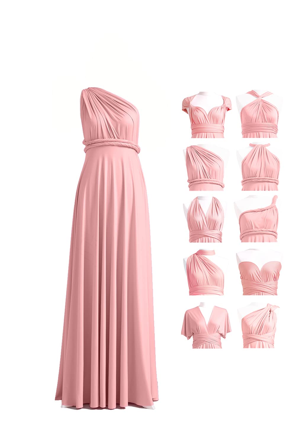 72styles Maxi Infinity Dress for Bridesmaids, Convertible Multi-Way Wrap