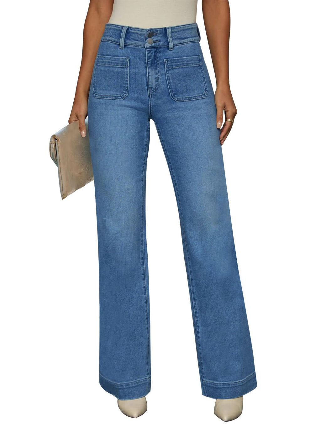 KUNMI Jeans for Women Wide Leg Baggy High Waist Boyfriends Straight Leg Stretchy Denim Pants Trendy Fall 2026