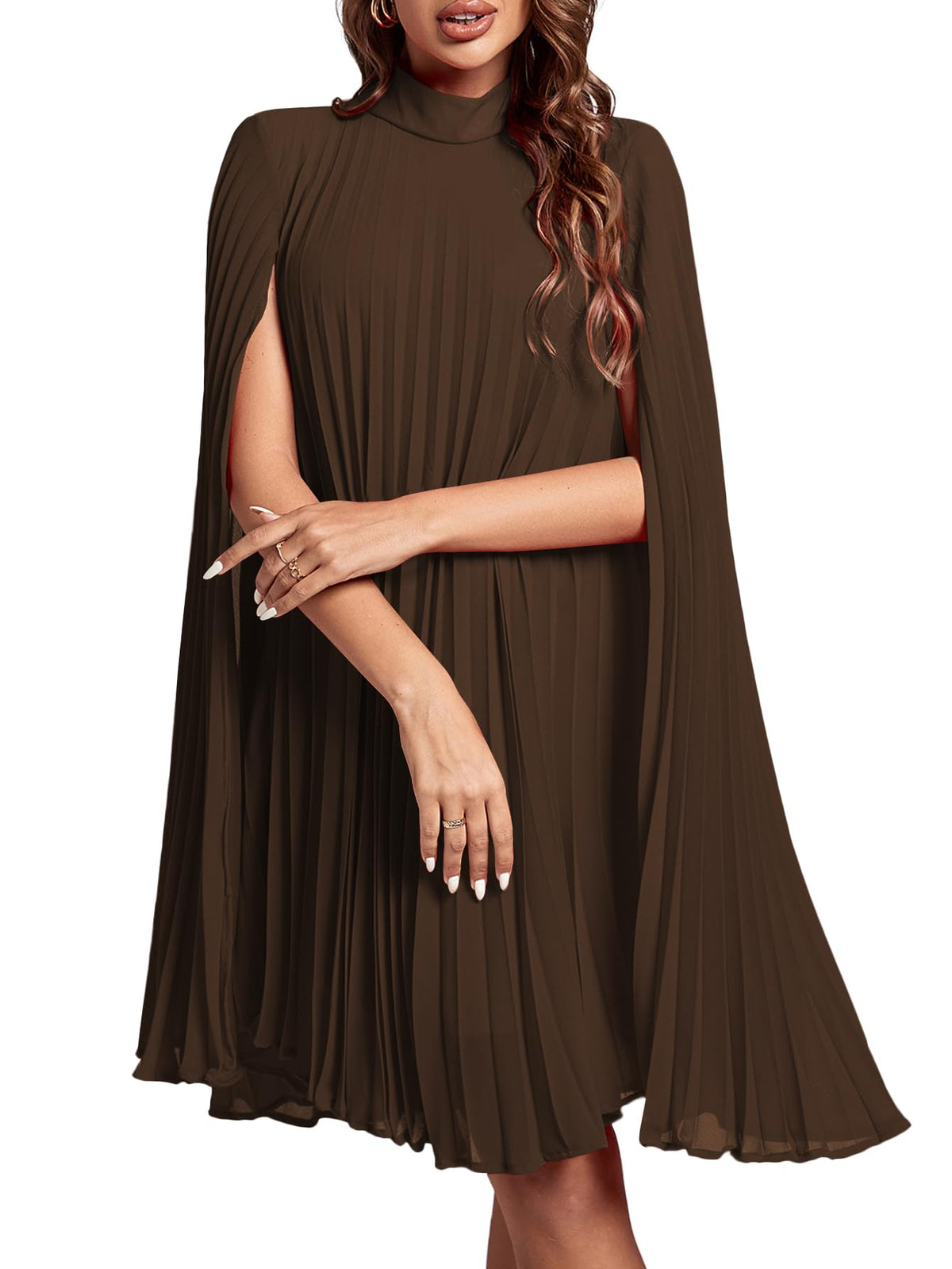 Rooscier Women's Cloak Sleeve Party Midi Dress