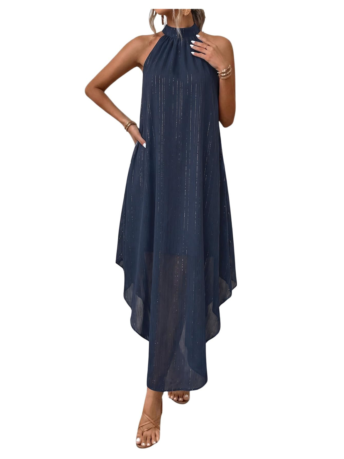 Verdusa Women’s Formal Wedding Guest Dress Halter Flowy Chiffon Long Dress