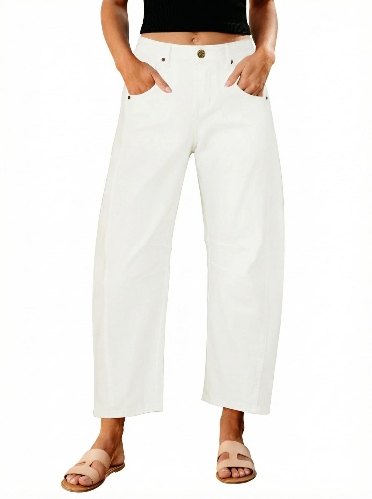 GRAPENT Barrel Jeans for Women High Waist Baggy Cropped Stretch Denim Pants