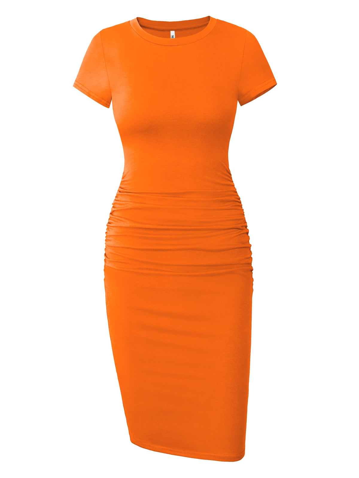 Missufe Women's Short Sleeve Ruched Casual Sundress Midi Bodycon T Shirt Dress