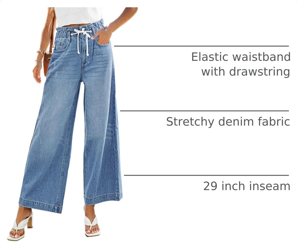 GRAPENT Wide Leg Jeans for Women Stretch High Wasited Elastic Waist Bell Bottom Baggy Y2K Pants