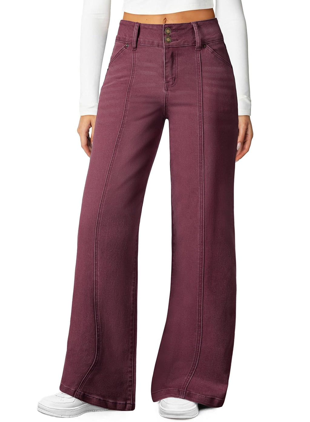 Sidefeel Women's High Waisted Wide Leg Stretchy Jeans