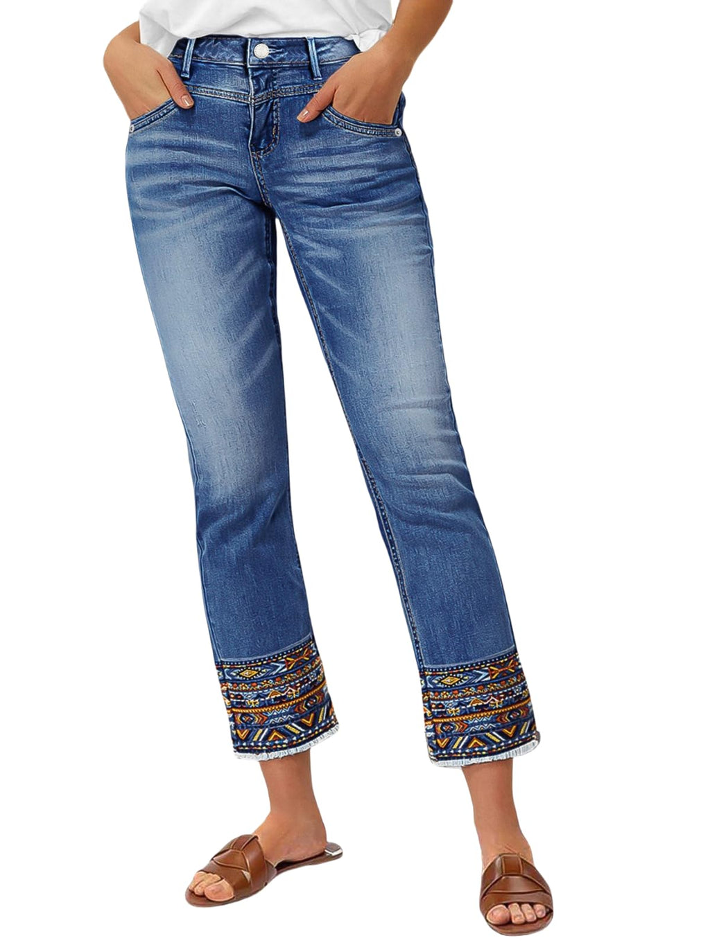 Flamingals Straight Leg Cropped Jeans for Women