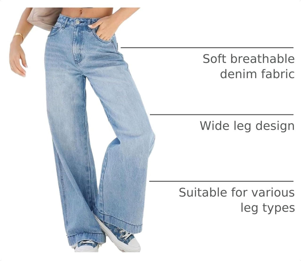 EMMIOL Women 2026 Wide Leg Jeans High Waist Stretchy Baggy Denim Pants