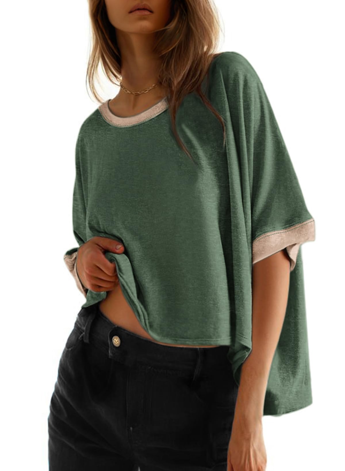 Dokotoo Oversized Tops Summer Shirts 2026 Fall T Shirts for Women Basic Tee
