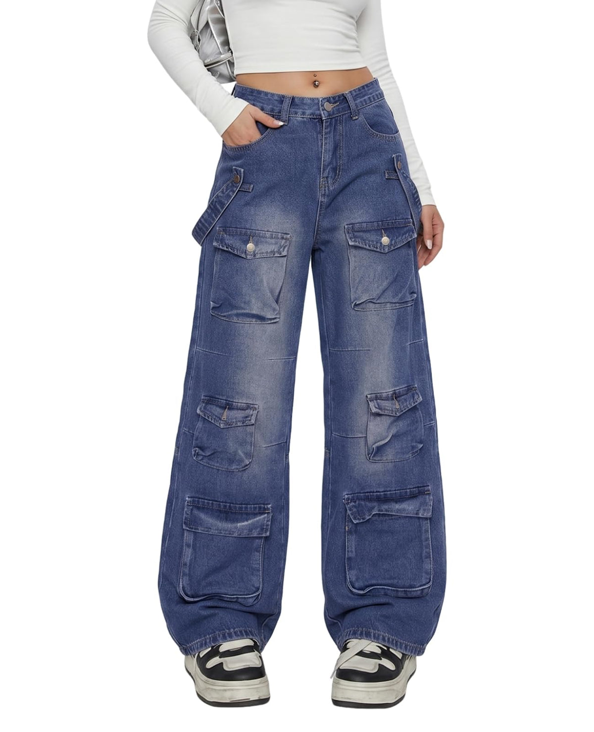 Cargo Jeans for Women Low Waist Baggy Pants Y2k