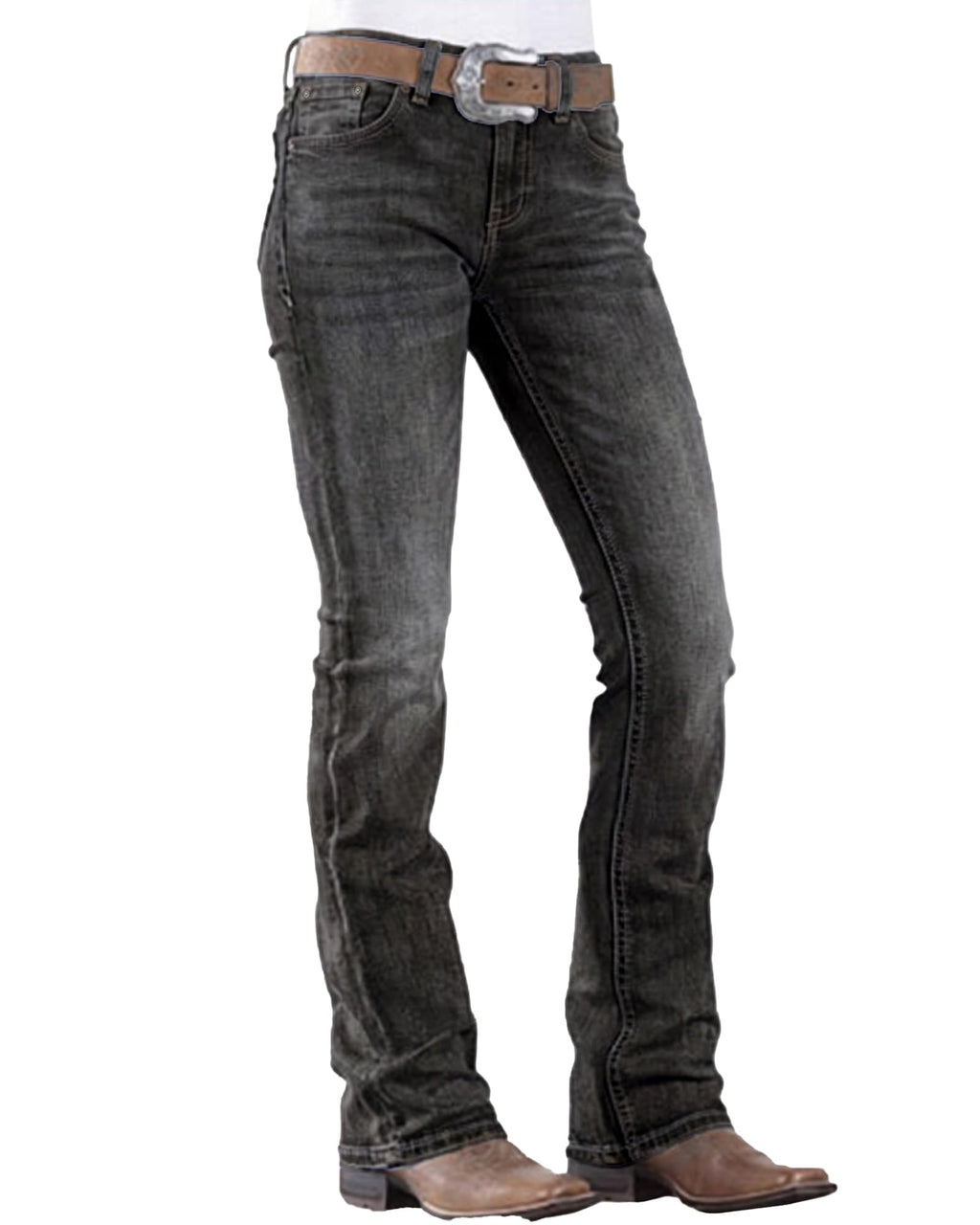 Women's Mid Rise Bootcut Jeans Western Stretchy Straight Leg Denim Pants