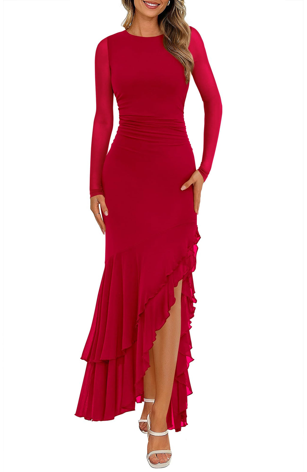 BTFBM Women's Maxi Dresses Fall 2026 Long Sleeve Wedding Guest Dress