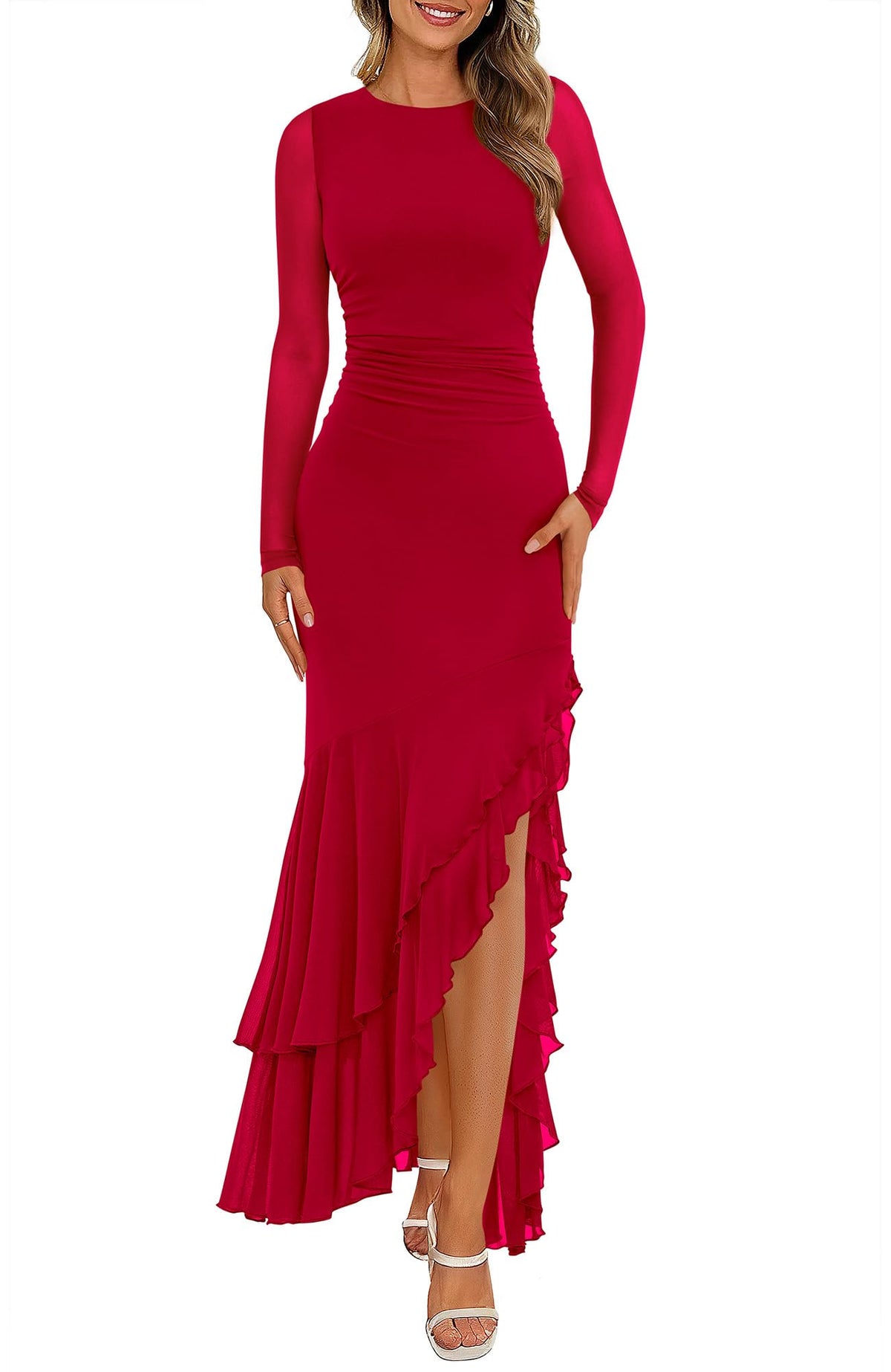 BTFBM Women's Maxi Dresses Fall 2026 Long Sleeve Wedding Guest Dress