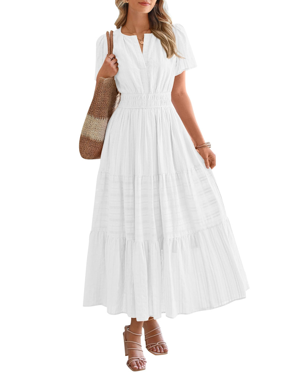 BTFBM Womens Summer 2026 Casual Maxi Dresses Lightweight Short Sleeve Dress