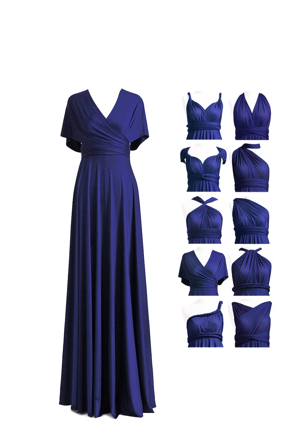 72styles Maxi Infinity Dress for Bridesmaids, Convertible Multi-Way Wrap