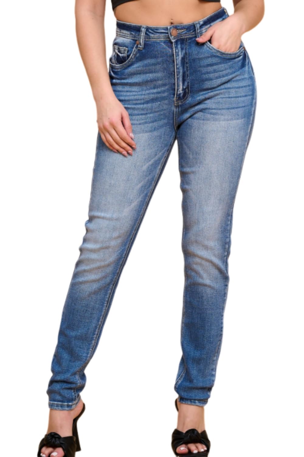 High Waisted-Rise Colored Stretch Skinny Destroyed Ripped Distressed Jeans for Women Olive Mustard RED