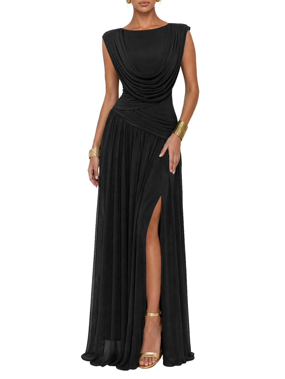 Women Athena Convertible Ruched Formal Wedding Guest Maxi Dress