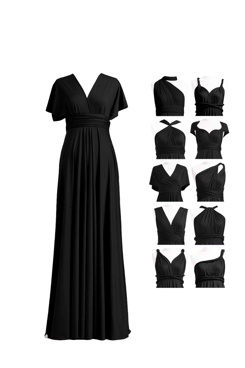 72styles Maxi Infinity Dress for Bridesmaids, Convertible Multi-Way Wrap