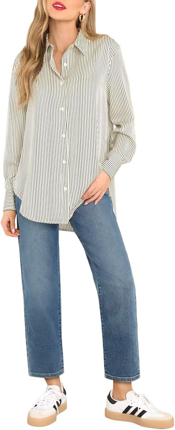 KDF Women's Cropped Straight Leg Jeans - High Waisted Jeans for Women 7/8 Length Denim Pants with Crop Hem