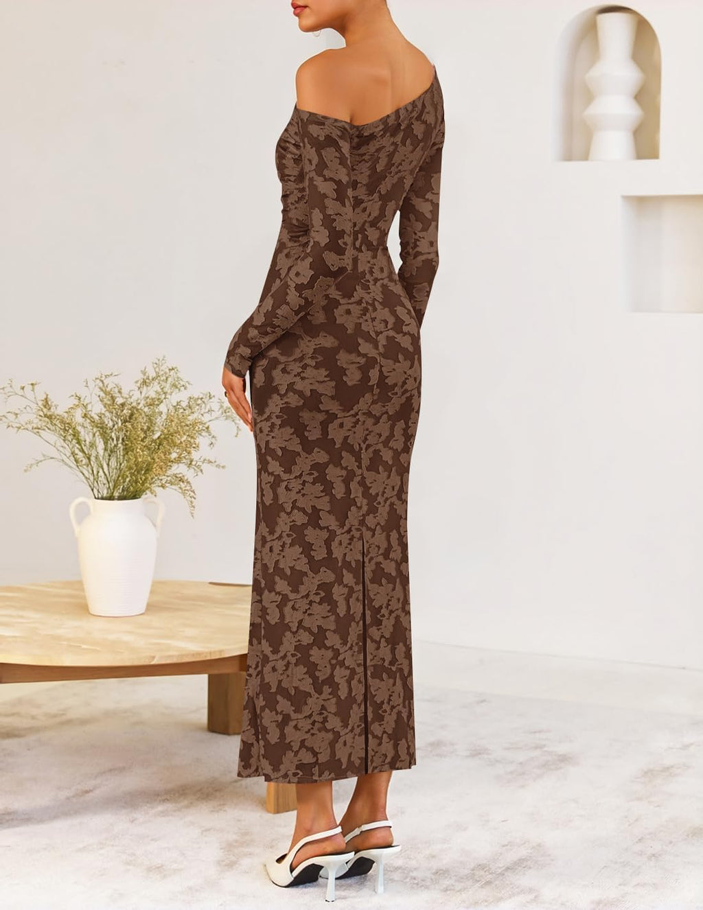 ZESICA Women's Fall Floral Off Shoulder Wedding Guest Dresses