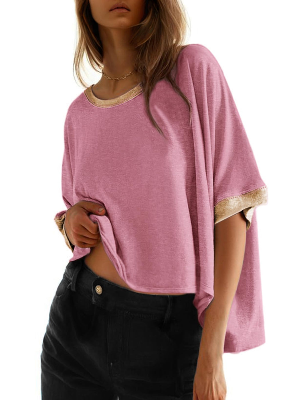 Dokotoo Oversized Tops Summer Shirts 2026 Fall T Shirts for Women Basic Tee