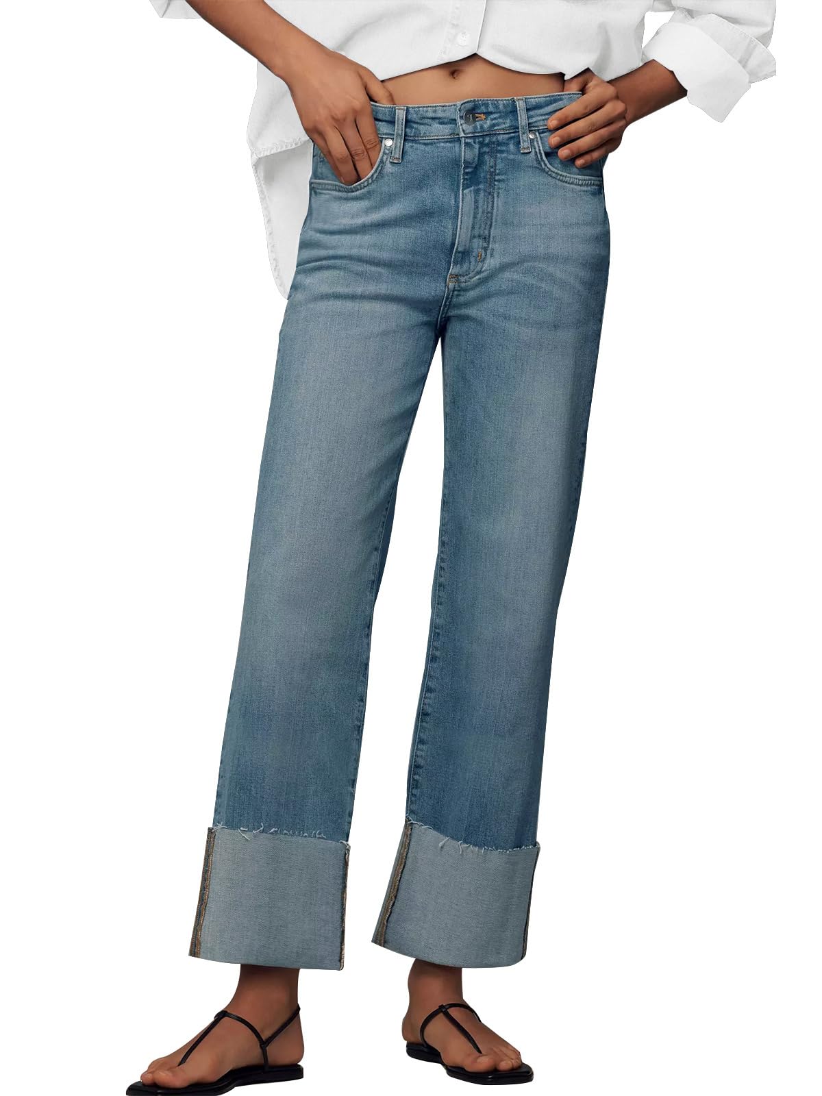 KUNMI Jeans for Women Wide Leg Baggy High Waist Boyfriends Straight Leg Stretchy Denim Pants Trendy Fall 2026