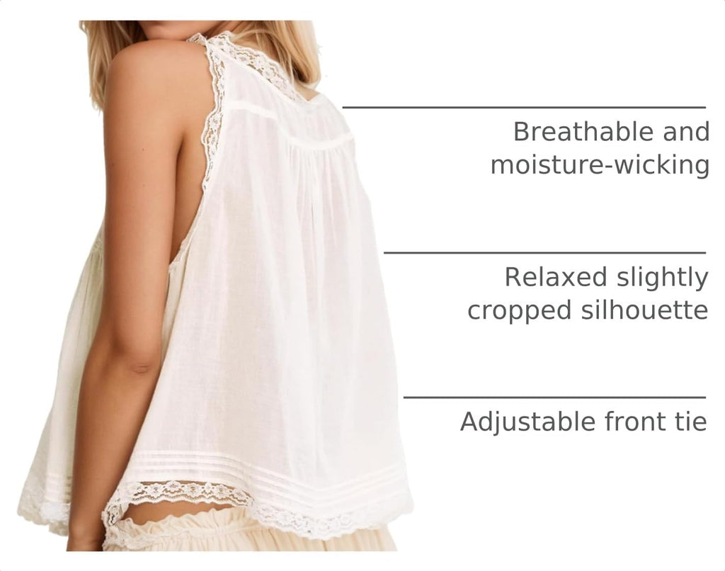 Women Summer Boho Lace Tie Front Tank Beach Vacation Top Button Down Sleeveless Cardigan Crop Y2k Tops Clothes 2026