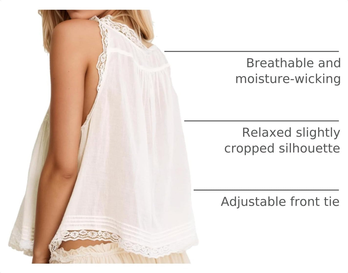 Women Summer Boho Lace Tie Front Tank Beach Vacation Top Button Down Sleeveless Cardigan Crop Y2k Tops Clothes 2026