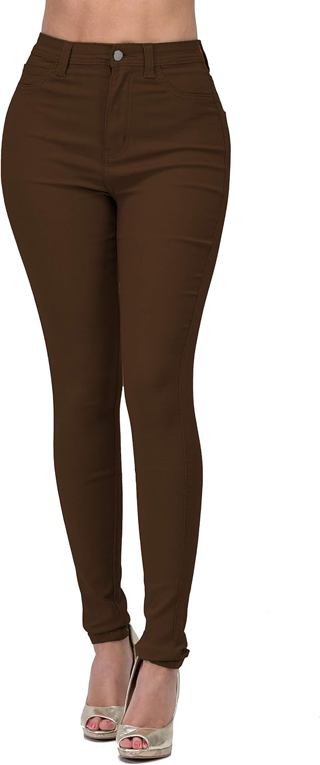 High Waisted-Rise Colored Stretch Skinny Destroyed Ripped Distressed Jeans for Women Olive Mustard RED