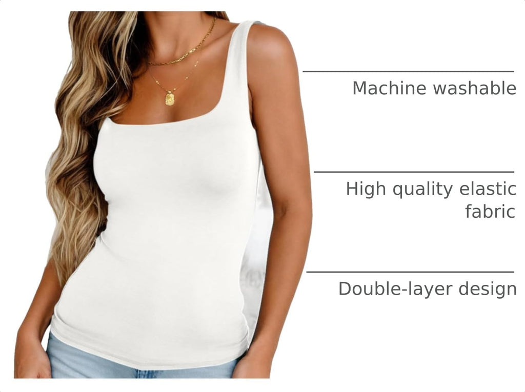 Zeagoo Women's Square Neck Double Lined Tank Tops Cute Summer Top