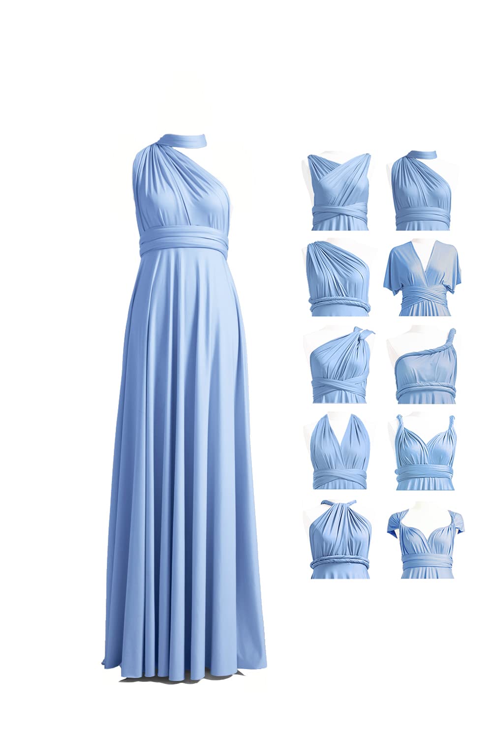 72styles Maxi Infinity Dress for Bridesmaids, Convertible Multi-Way Wrap