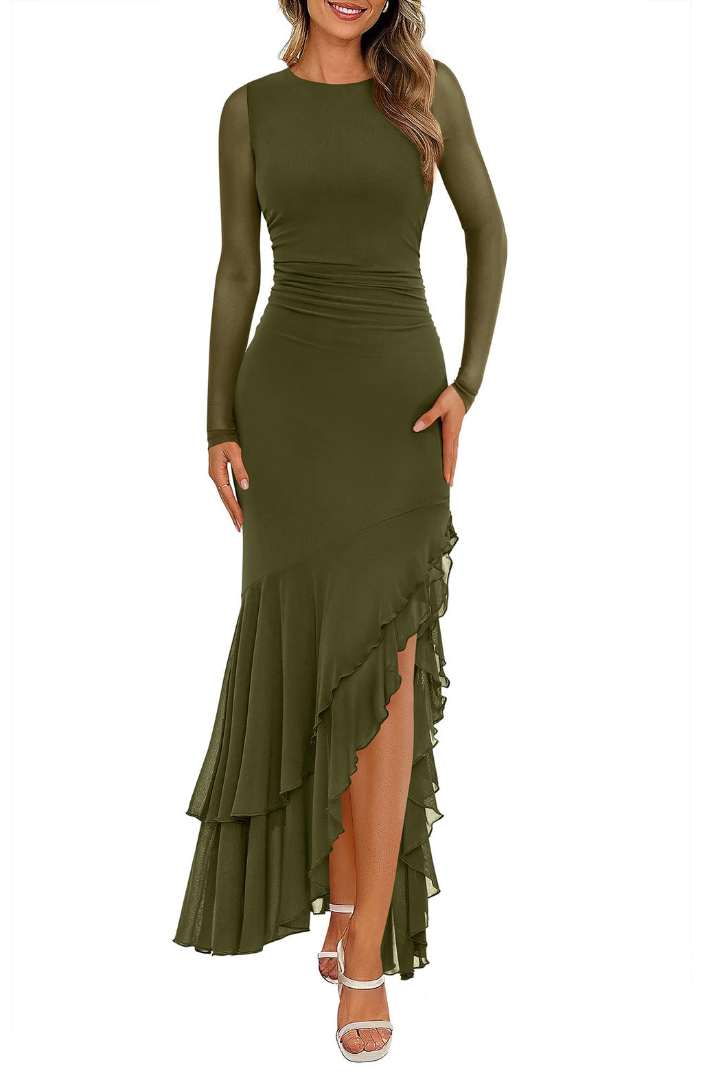 BTFBM Women's Maxi Dresses Fall 2026 Long Sleeve Wedding Guest Dress