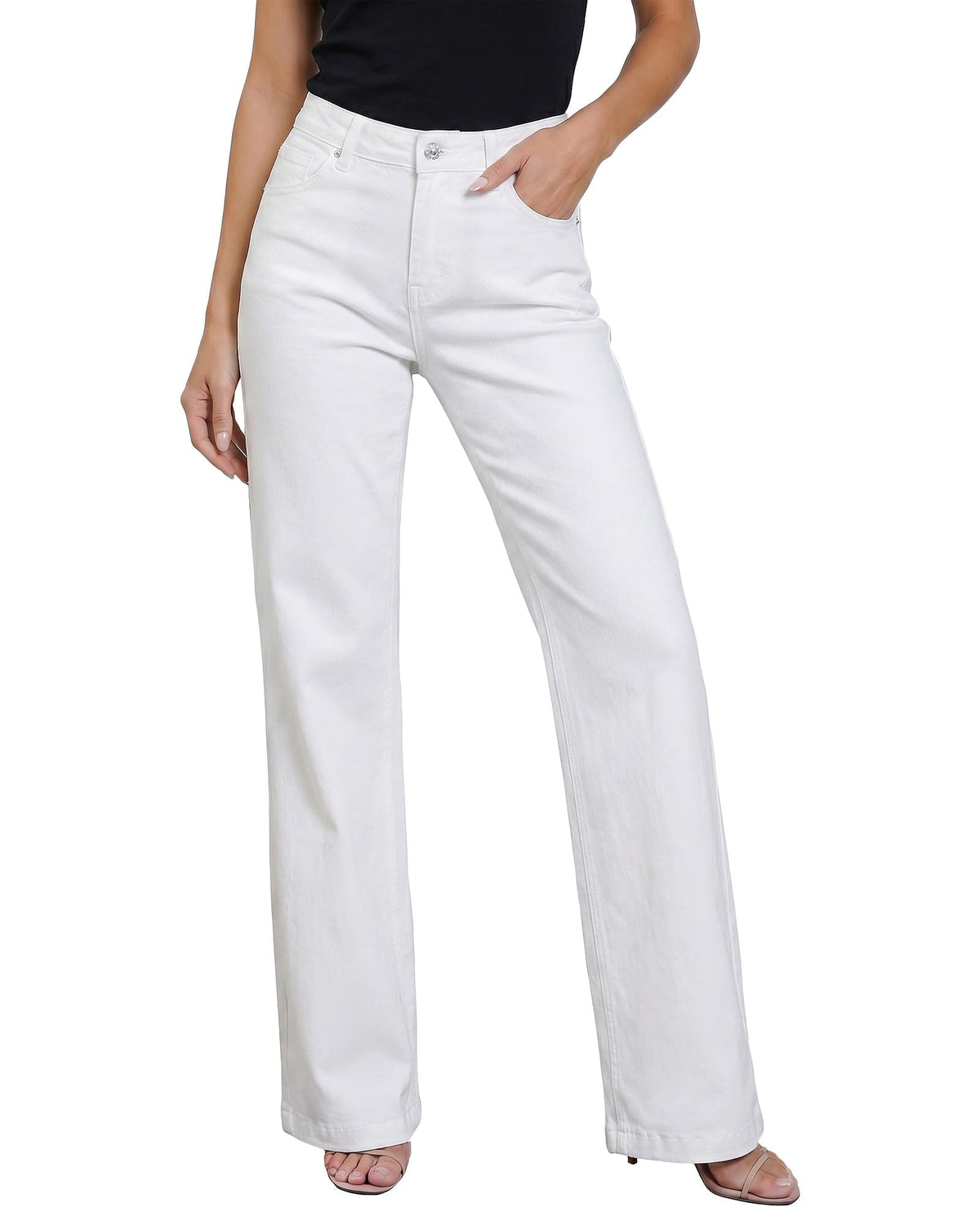 GRAPENT Flare Jeans for Women High Rise Wide Leg Baggy Stretchy Denim Pants
