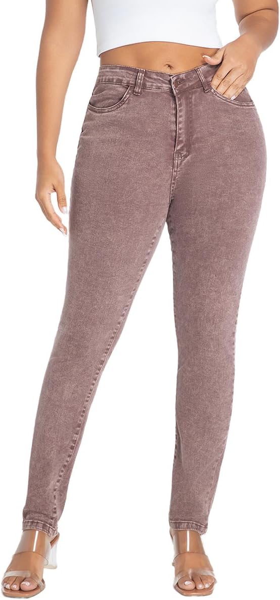 FISCLOSIN Women Colombian High Waisted Butt Lift Skinny Stretch Jeans