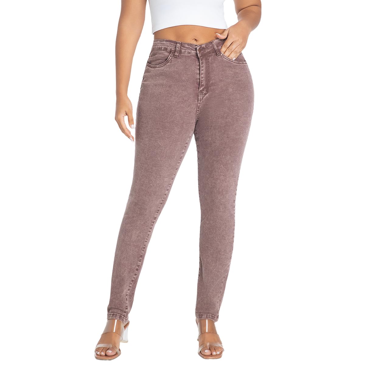 FISCLOSIN Women Colombian High Waisted Butt Lift Skinny Stretch Jeans