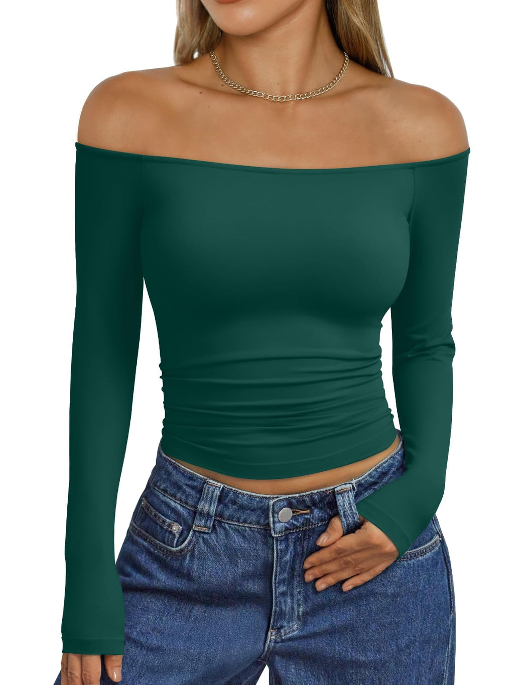 Trendy Queen Womens Off The Shoulder Tops Going Out Basic Sexy T Shirts