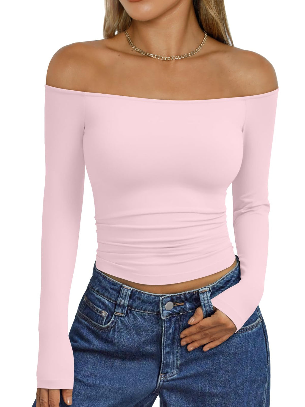 Trendy Queen Womens Off The Shoulder Tops Going Out Basic Sexy T Shirts