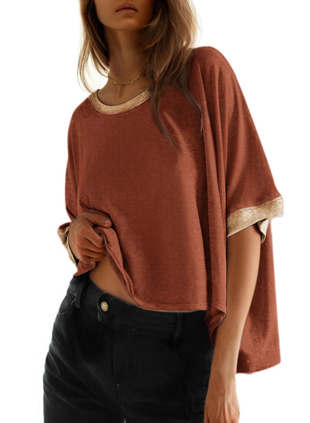 Dokotoo Oversized Tops Summer Shirts 2026 Fall T Shirts for Women Basic Tee