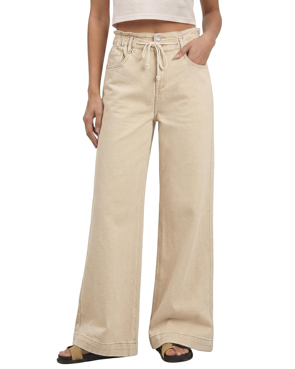 GRAPENT Wide Leg Jeans for Women Stretch High Wasited Elastic Waist Bell Bottom Baggy Y2K Pants