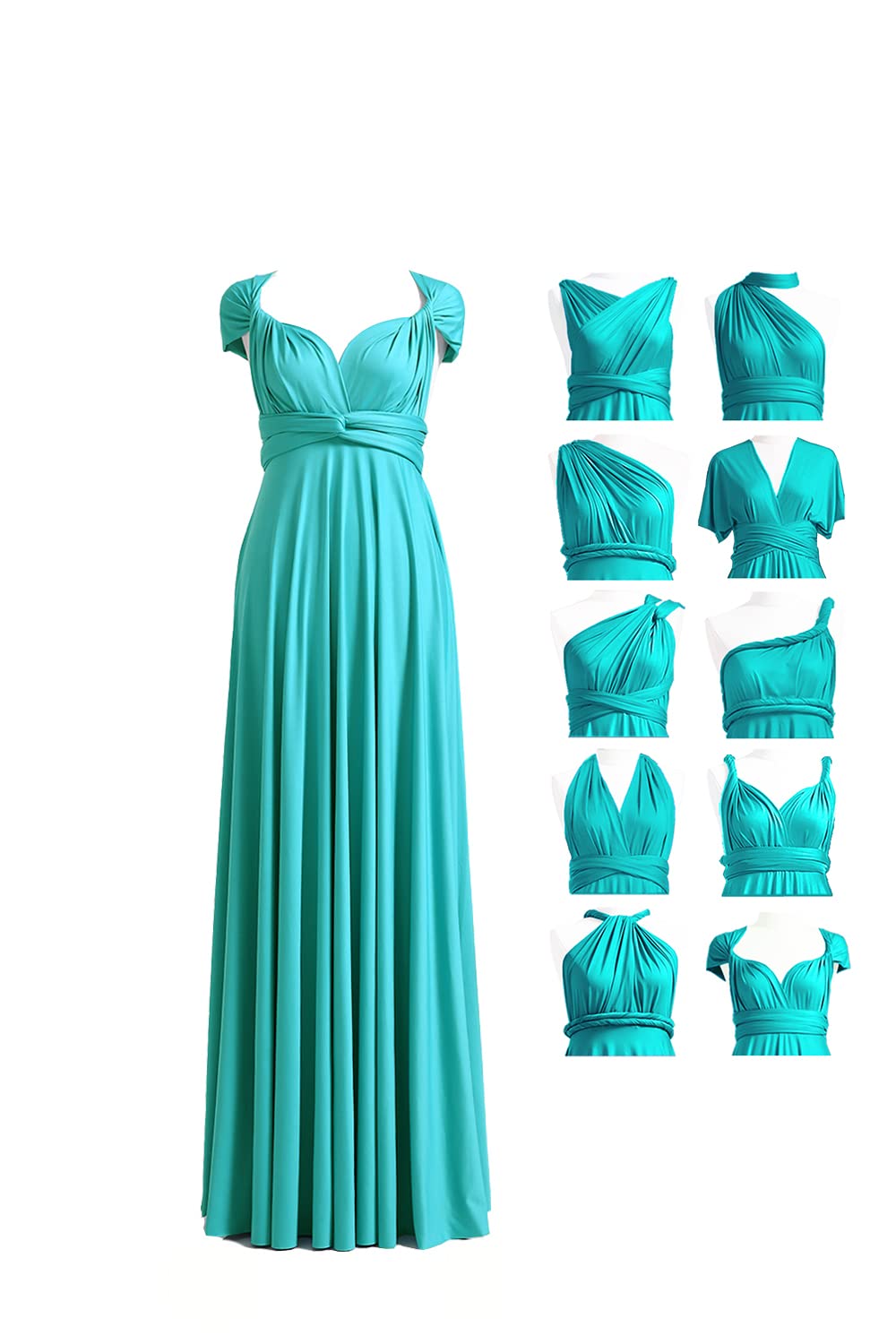 72styles Maxi Infinity Dress for Bridesmaids, Convertible Multi-Way Wrap