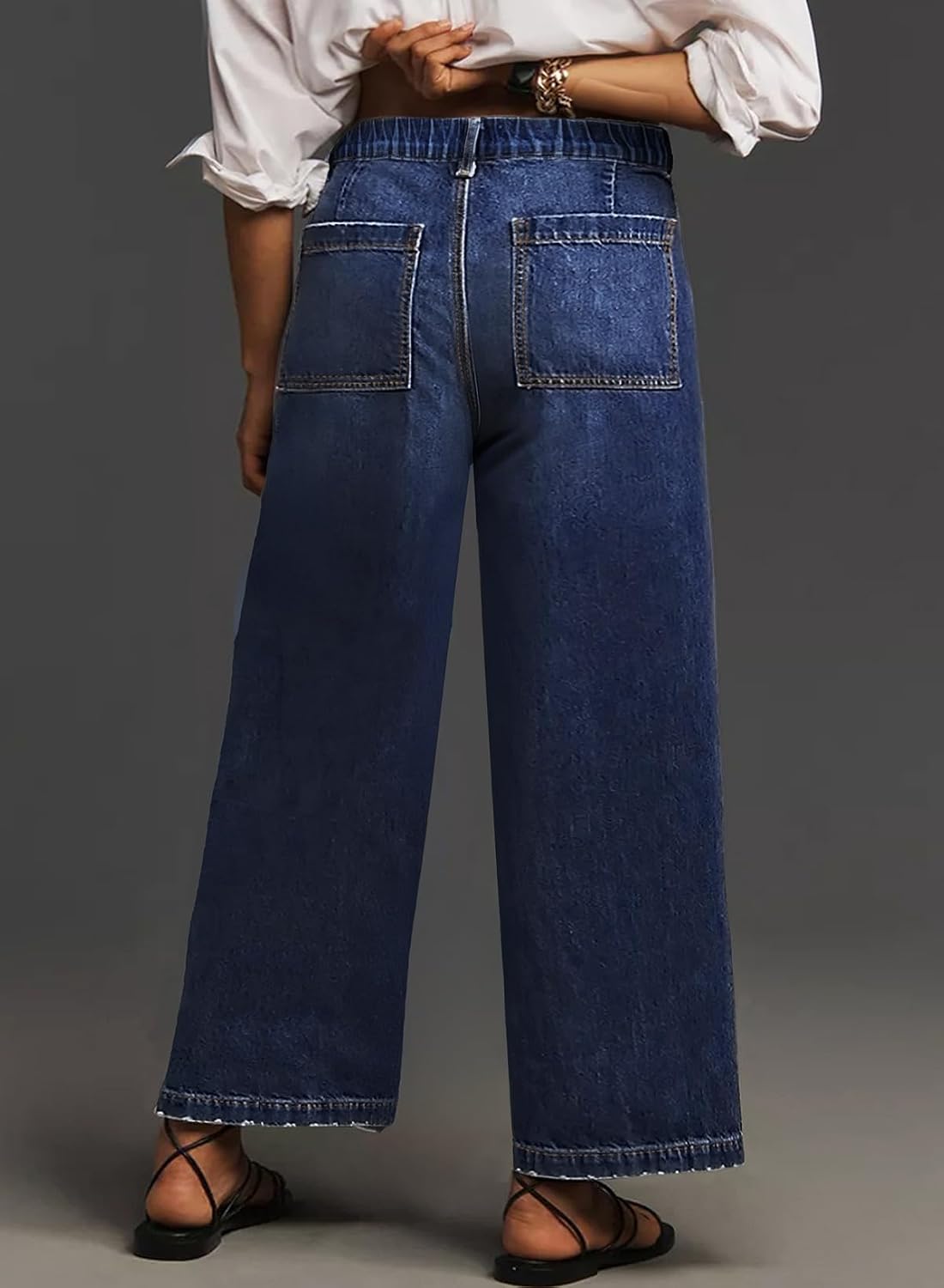 Eytino Plus Size Jeans for Women High Waisted Wide Leg Jeans Trendy Baggy Loose Stretchy Denim Pants with Pockets(1X-5X)