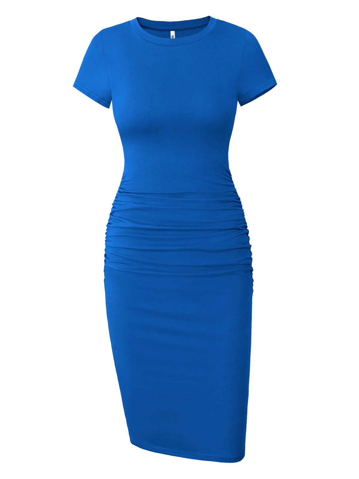 Missufe Women's Short Sleeve Ruched Casual Sundress Midi Bodycon T Shirt Dress