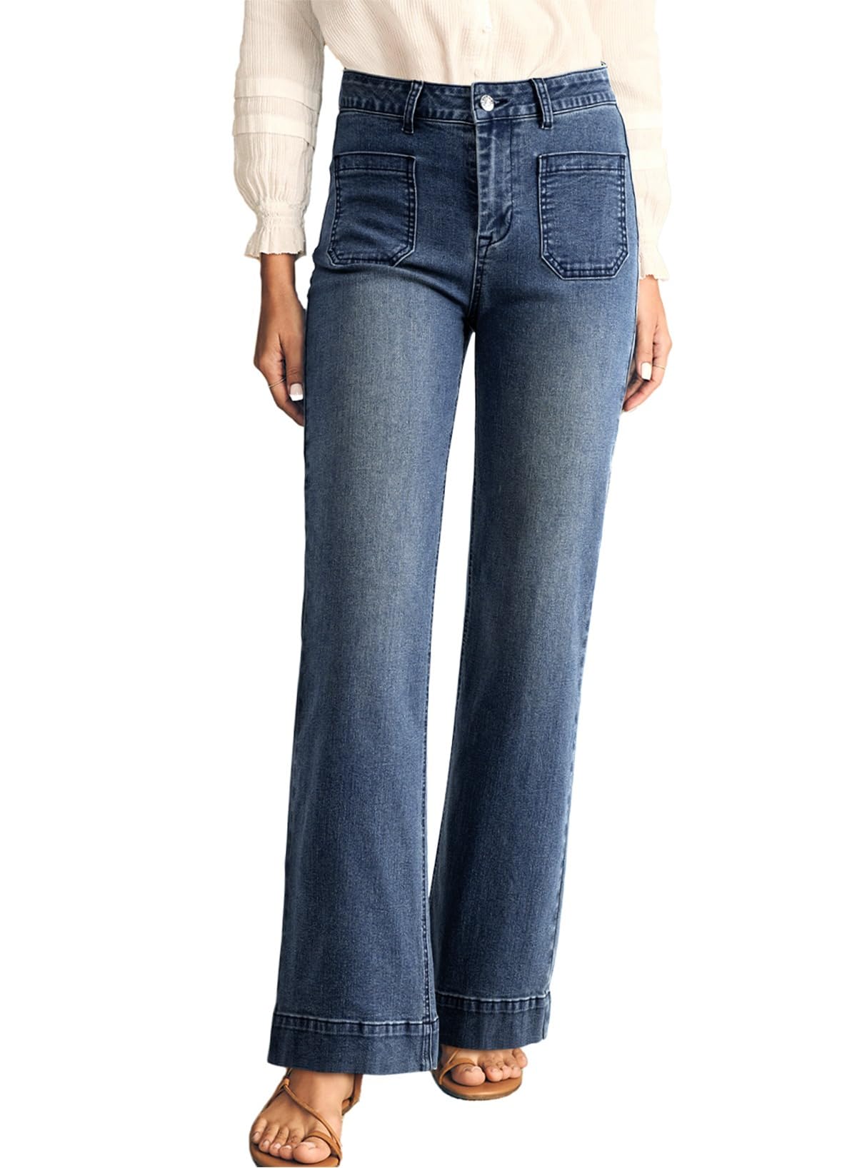 Astylish Women's Wide Leg Jeans High Waisted Denim Pants