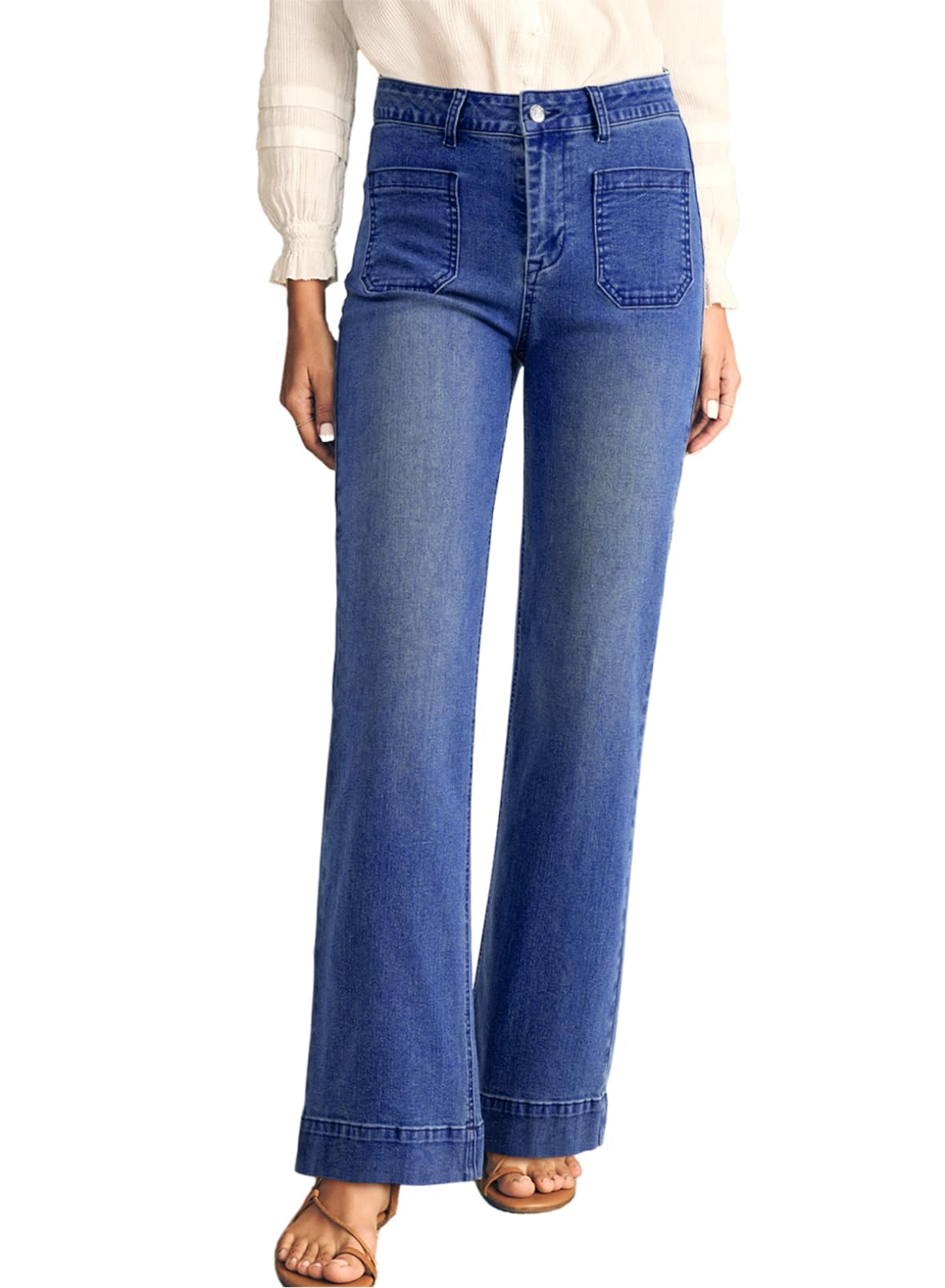 Astylish Women's Wide Leg Jeans High Waisted Denim Pants